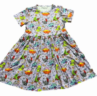 Trick or Treat Dino Dress with Pockets Clearance