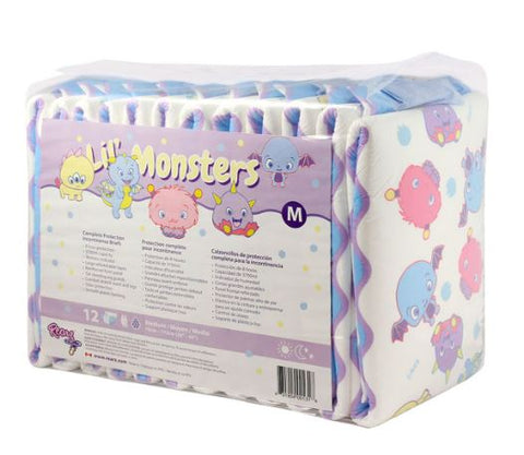 Rearz Lil' Monsters 1 Pack Adult Diaper (12 Diapers) Full Pack