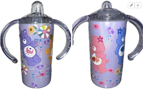 Rainbow bears New 12 Ounce Stainless Steel Sippy Training Cup With Handle