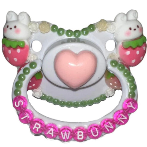 StrawBunny Deluxe Custom Pacifier