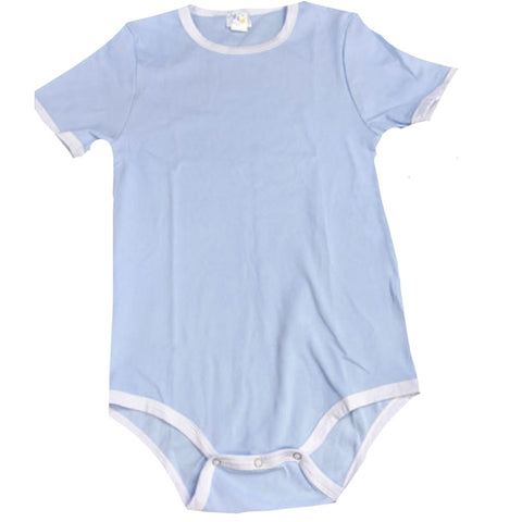 * Clearance Blue Ribbed Short Sleeve Cotton Bodysuit xxs only