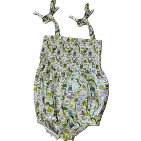 * Dinosaur Smocked Sunsuit Romper Clearance xxs only