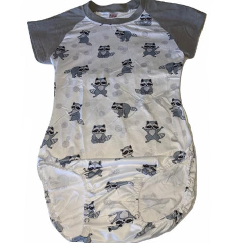 LIL TRASH PANDA RACOON Raglan Short Sleeve Bodysuit clearance xxs only