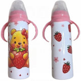 Strawberry Bear Friends New 8 Ounce Stainless Steel Bottle With Handle