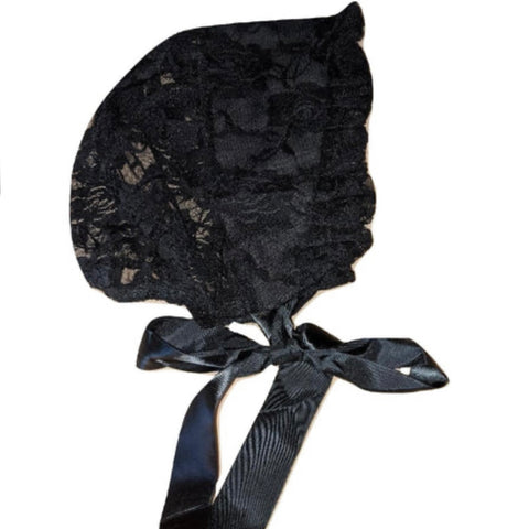 Adult Baby Bonnets Lace Black