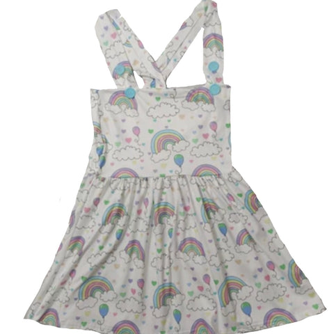 Pastel Dreamland Rainbows Jumper Skirt Dress L