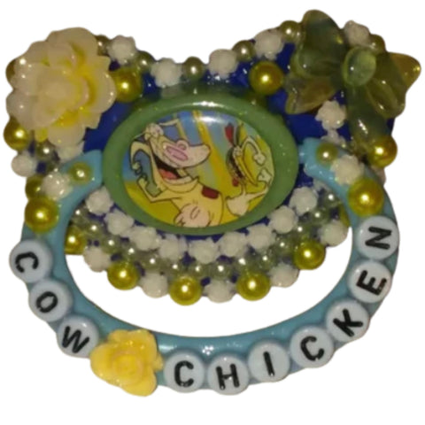 90's Cartoon Cow Chicken Deluxe Custom Pacifier DCP446