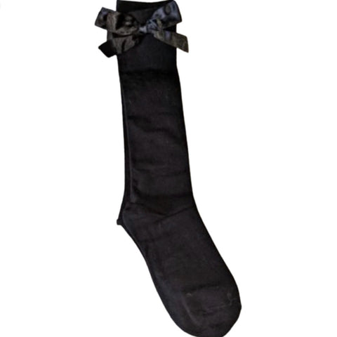 Ribbon Bow Socks Black with Black Bows