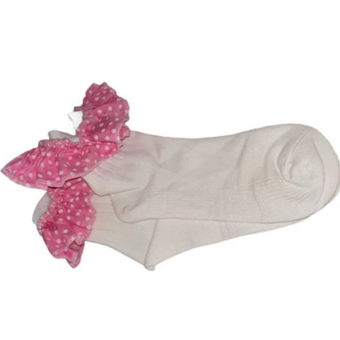 Pink with Light Pink Dots Cutie Ribbon Socks Clearance