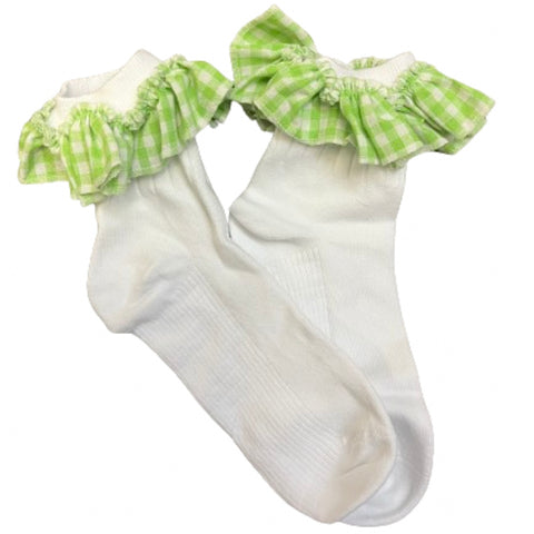 Lime Green & Ivory Cutie Ribbon Socks Clearance