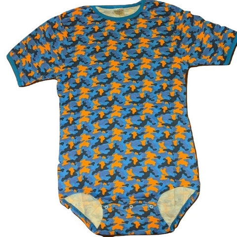 * Clearance Squishyabdl cotton Blue and Orange Camouflage pattern  Bodysuit - Limited Stock (Special Size chart)