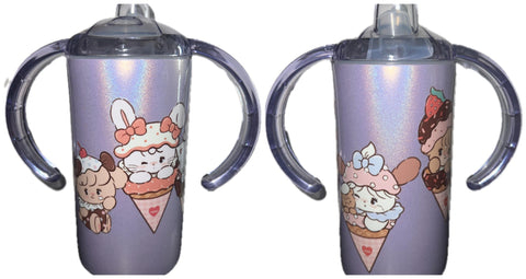 Puppy Kitty Ice Cream New 12 Ounce Stainless Steel Sippy Training Cup With Handle