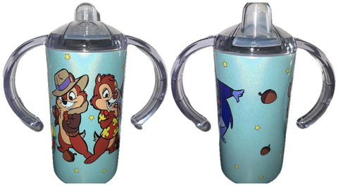 Chipmunks Cartoon New 12 Ounce Stainless Steel Sippy Training Cup With Handle