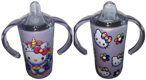 Kitty Cat New 12 Ounce Stainless Steel Sippy Training Cup With Handle