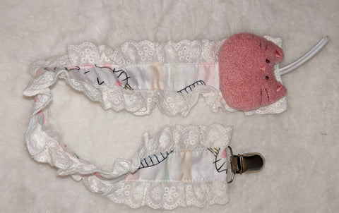 Kitty Cat Plush Ruffle Deluxe Pacifier Clip