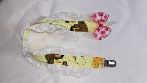 Hunny Bunny Plush Ruffle Deluxe Pacifier Clip