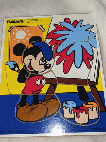 Vintage Playskool Wooden Puzzle Disney Mickey Mouse  "Picture Perfect " 8 pieces SECOND CHANCE TOYS
