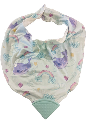 Adult Bandana Teething Drool Bib Narwals & Rainbows