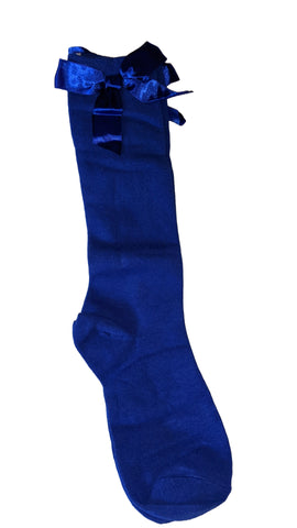 Ribbon Bow Socks Dark Blue with Dark Blue Bow