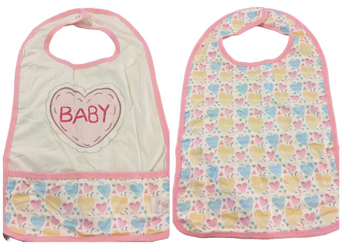 Adult Baby Hearts Double Sided Bib with pocket