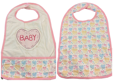 Adult Baby Hearts Double Sided Bib with pocket