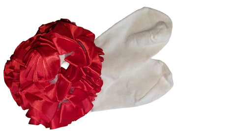 Ruffle Satin Ribbon Socks Red