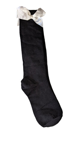 Ribbon Bow Socks Black with White Bows