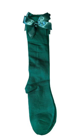 Ribbon Bow Socks Green with Green Bows