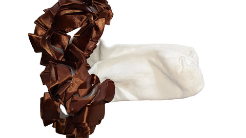 Ruffle Satin Ribbon Socks Brown