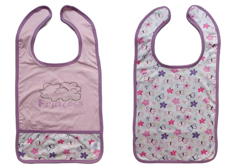 Adult Little Princess Butterfly Double Sided Bib with pocket