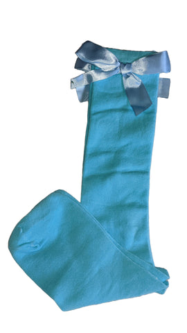 Ribbon Bow Socks Blue with Blue Bows