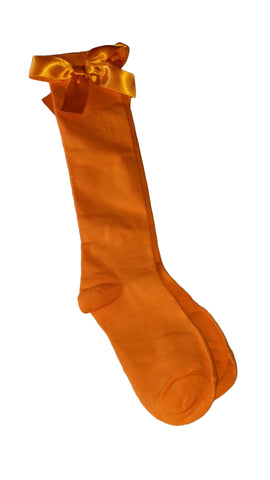 Ribbon Bow Socks Orange with Orange Bows