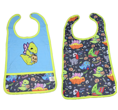 Trick or Treat Dino Adult Baby Double Sided Bib