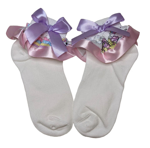 Prancing Ponies Ribbon Ruffle Socks with bow