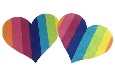 COVERS Rainbow Hearts 1 Pair Self Adhesive Nipple Covers Disposable Breast Pasties Petals Clearance