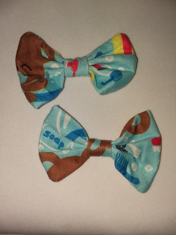 BATH TIME Matching Boutique Fabric Hair Bow 2pc Set FHB175 Clearance