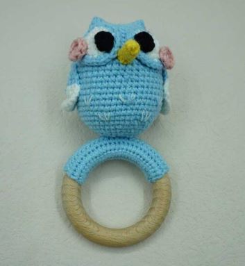 Blue Bird Crochet Rattle Soother Teether