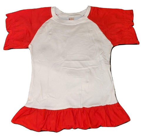 * Lil Baby Doll Red & White Puffy Short Sleeve Round Neck T-Shirt Clearance xs s 4x