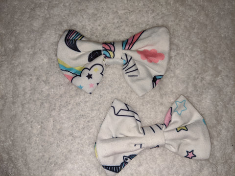 MAGICAL UNICORN Matching Boutique Fabric Hair Bow 2pc Set