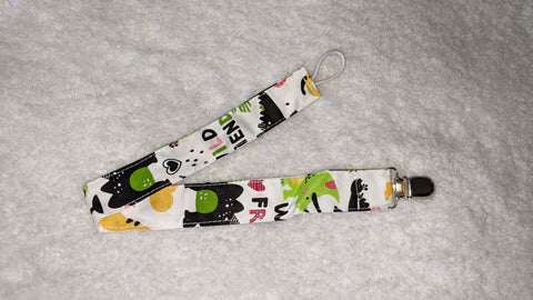 WILD DINO FRIENDS Matching Fabric Pacifier Clips - 15"  Clearance