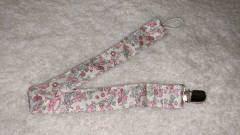 Rocking Horse & Flowers Matching Fabric Pacifier Clips - 15"  Clearance