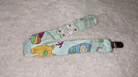 Baby pattern Matching Fabric Pacifier Clips - 15"  Clearance