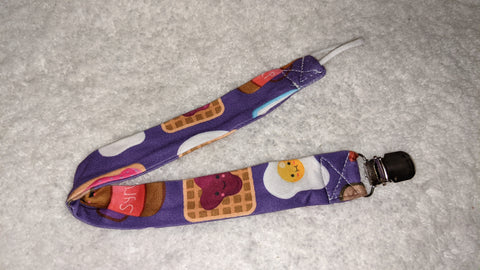 Breakfast Time Matching Fabric Pacifier Clips - 14"  Clearance
