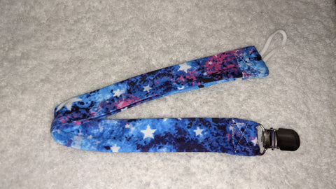 Space Matching Fabric Pacifier Clips - 14"  Clearance