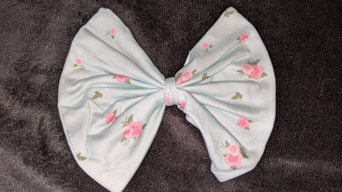 Blue Little Flowers MATCHING Boutique Fabric Hair Bow