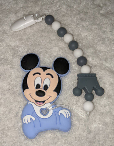 Boy Mouse SILICONE TEETHER CHEWING TOY PACIFIER CLIP Boy Mouse TC3002