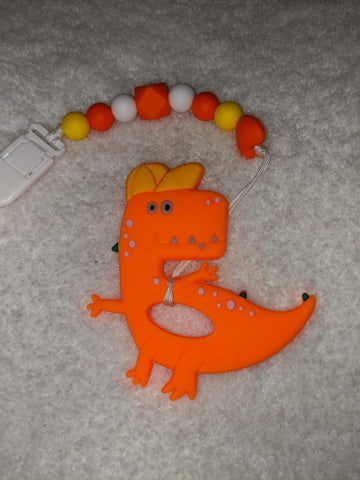 Dinosaur SILICONE TEETHER CHEWING TOY PACIFIER CLIP Dinosaur TC1088
