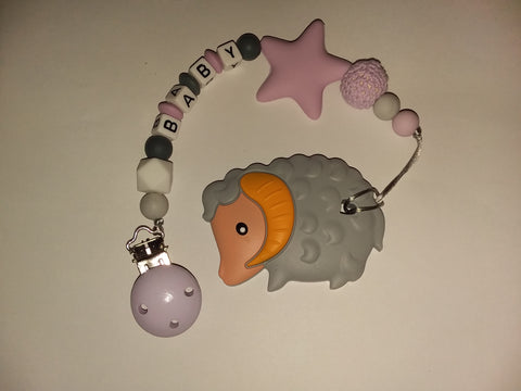 Ram SILICONE TEETHER CHEWING TOY PACIFIER CLIP TC445