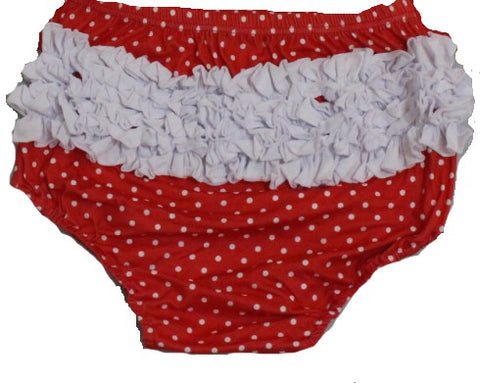 * White Red Polka Dots Ruffles Matching Bloomers Clearance