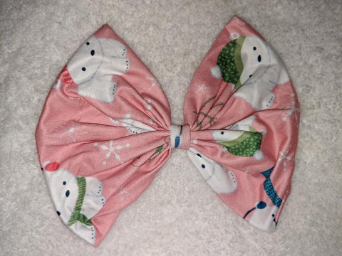 PLAYFUL WINTER BEARS MATCHING Boutique Fabric Hair Bow Clearance